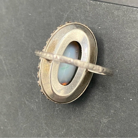 Vintage Martelli Sterling Art Deco Rhinestone and Opal? Ring Size 6 - Picture 14 of 14